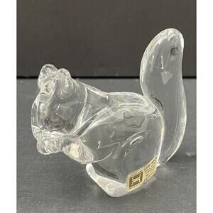 QUALITY~Hadeland 3" Squirrel Figurine Paperweight Clear Full Lead Crystal Norway